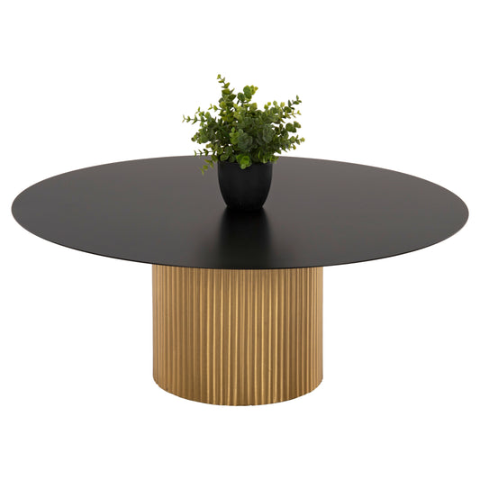 COFFEE TABLE CLAD HM9674 METAL IN GOLD & BLACK TOP Φ80x32H cm. image 1