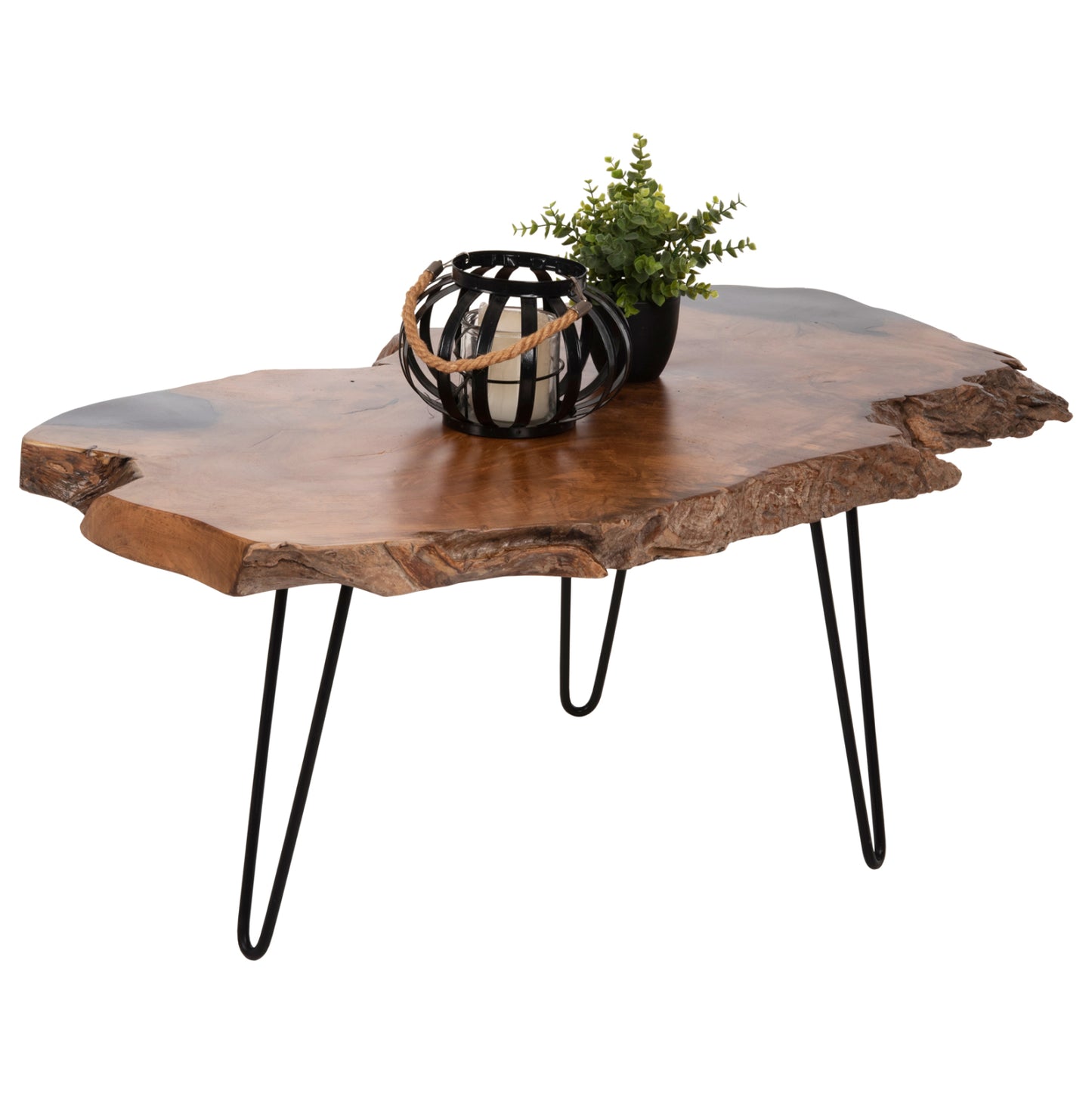 Масичка за кафе Глейз от тиково дърво с метални крака 110x60x48Hcm