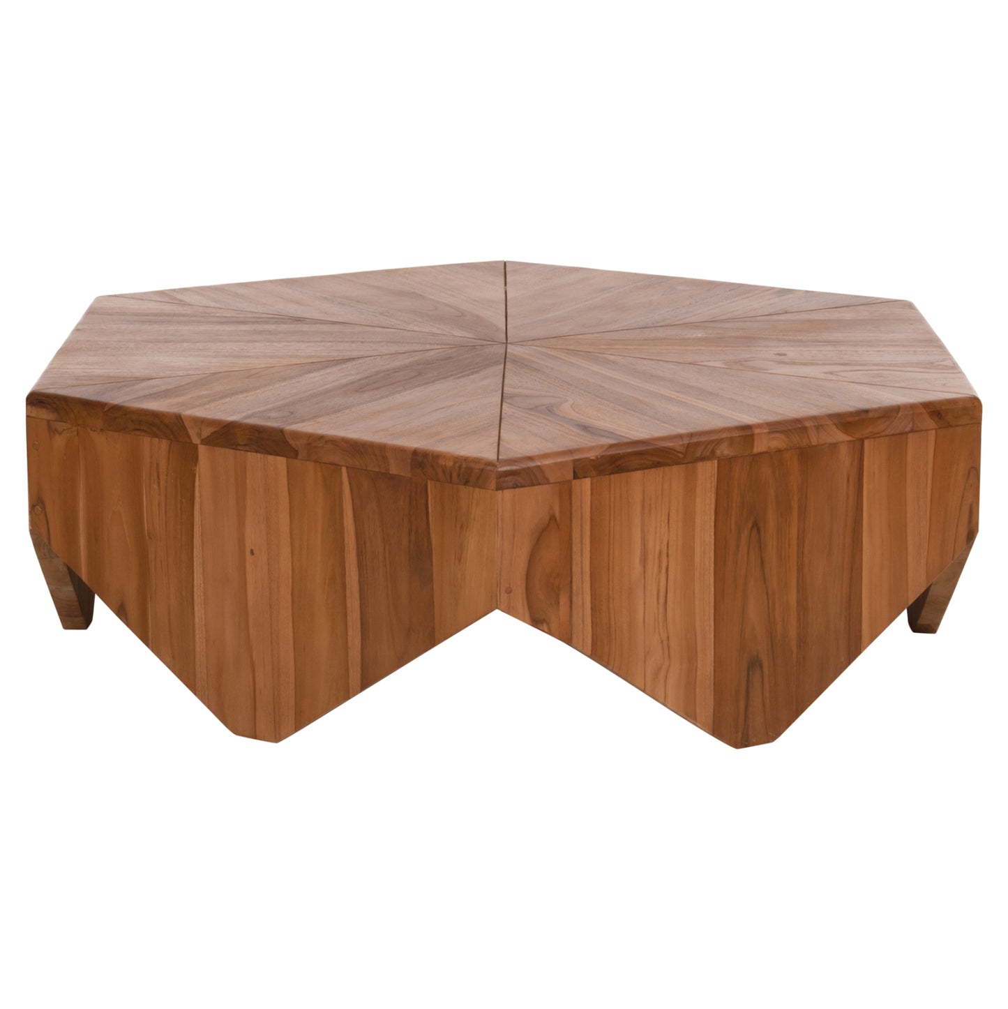Кафезна маса ХЕКСАГОН от тиково дърво в натурален цвят 114x99x34Hcm