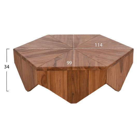 COFFEE TABLE HEXAGON HM9790 TEAK WOOD IN NATURAL  114x99x34Hcm. image 1