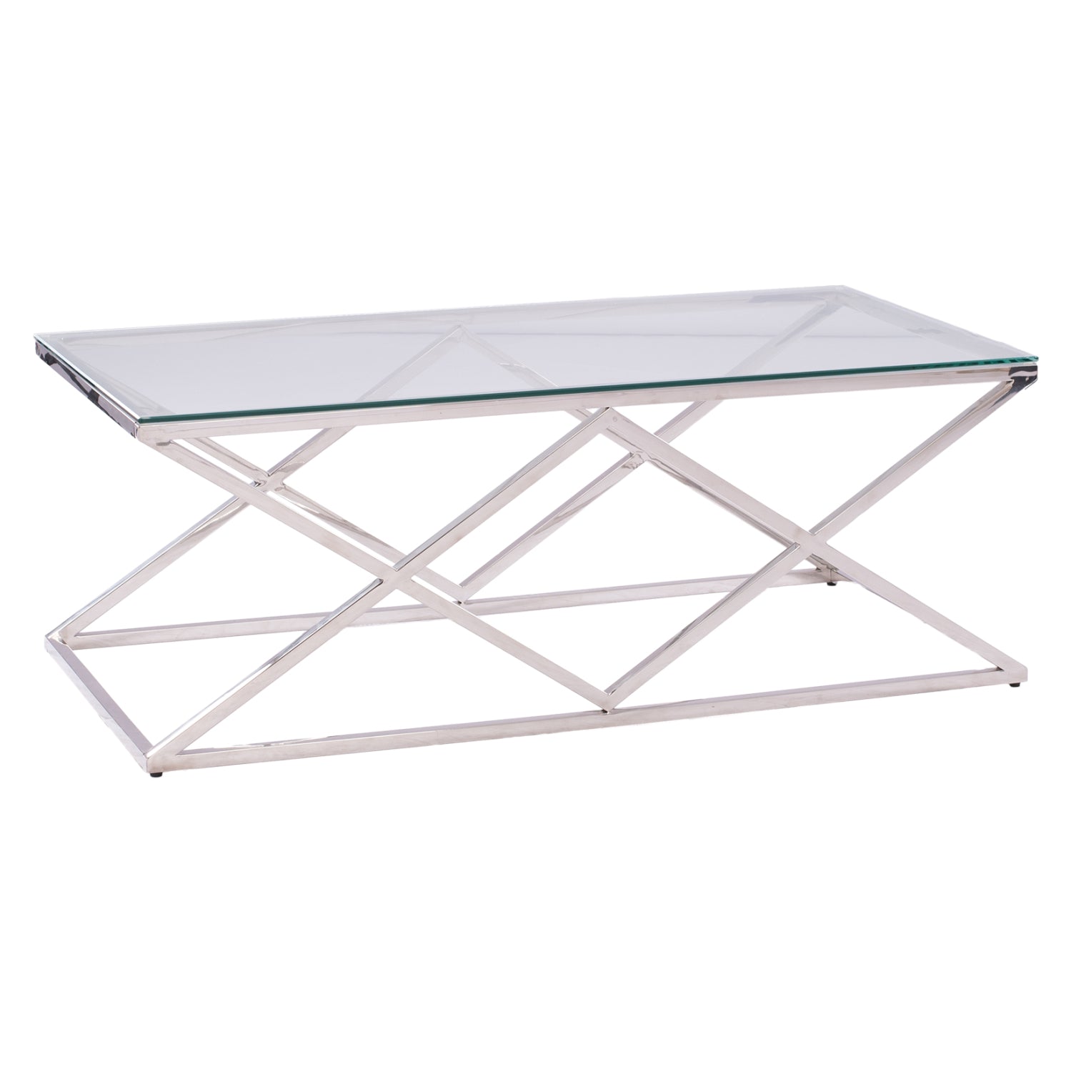 COFFEE TABLE HOLLAND HM8624.01 WITH GLASS AND CHROME BASE 120X60Χ45 EK. image 1