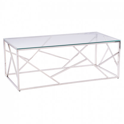 COFFEE TABLE JANA WITH GLASS AND CHROME BASE 120X60X45Hcm.HM8617.01 image 1