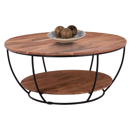 COFFEE TABLE HM8778.11 ACACIA WOOD  Φ90x40 cm. image 1