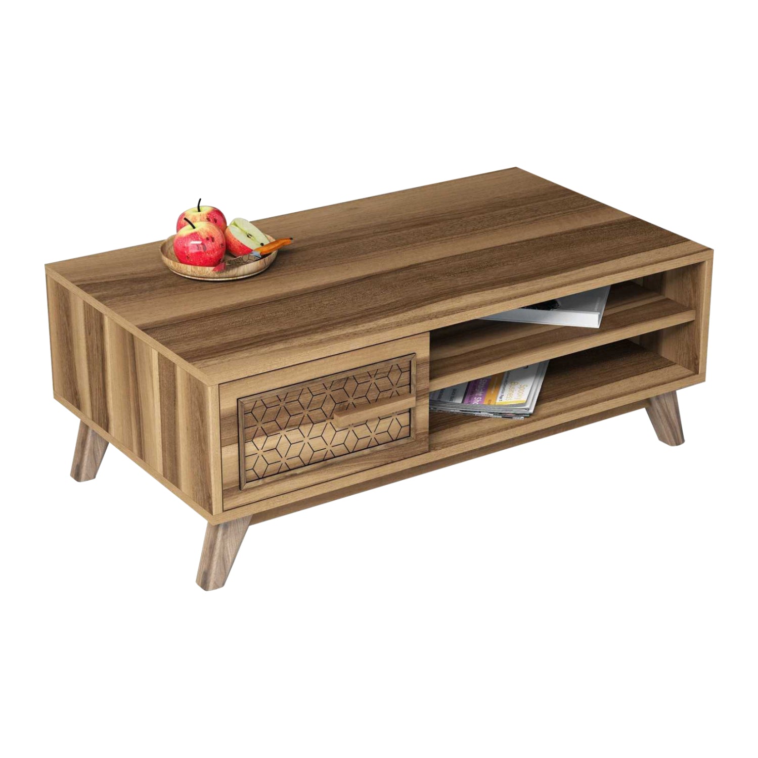 COFFEE TABLE MELAMINE IN WALNUT COLOR HM9497.01  105x60x38,2Hcm. image 1