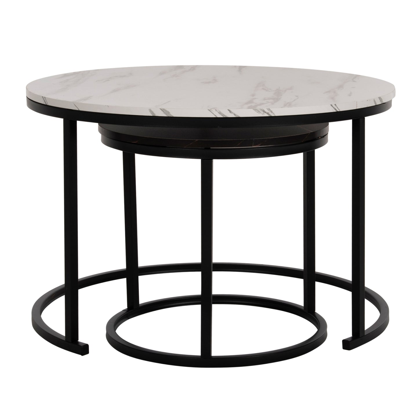 Кафе Масичка Комплект 2 Бр MDF В Мраморен Вид Φ80-Φ48cm