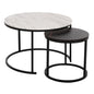 COFFEE TABLE HM8763.14 2PCS SET MDF IN MARBLE LOOK MIX COLOR WITH BLACK LEGS Φ80-Φ48cm image 1