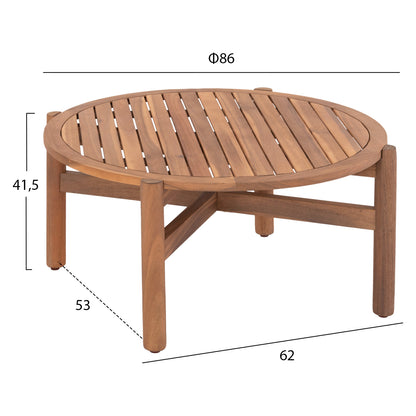 OUTDOOR ROUND COFFEE TABLE SANJI HM6228 ACACIA WOOD IN NATURAL COLOR Φ86x41,5Hcm