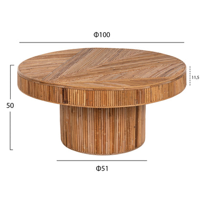 Кръгла Маса за Кафе Гатсби от Ратан в Естествен Цвят Φ100x50Hcm