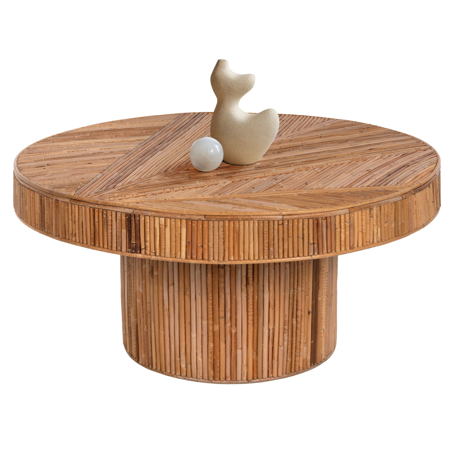 COFFEE TABLE ROUND GATSBY HM9651 RATTAN IN NATURAL COLOR Φ100x50Hcm. image 1