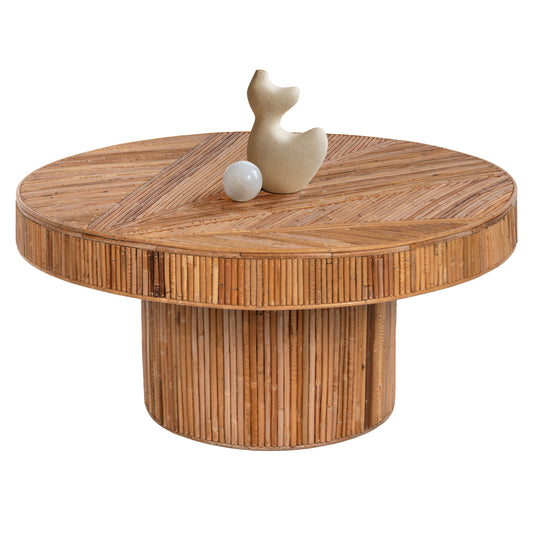 COFFEE TABLE ROUND GATSBY HM9651 RATTAN IN NATURAL COLOR Φ100x50Hcm. image 1