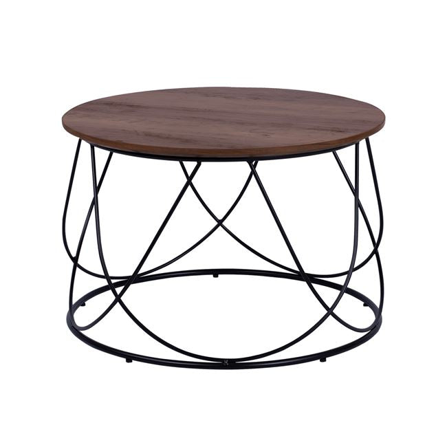 Coffee Table Round MDF TOP with metallic base Φ60x40Ηcm.HM8604 image 1