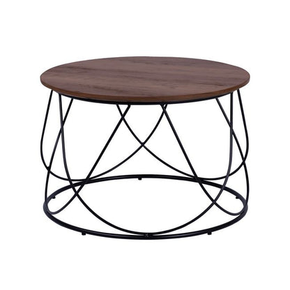 Coffee Table Round MDF TOP with metallic base Φ60x40Ηcm.HM8604 image 1