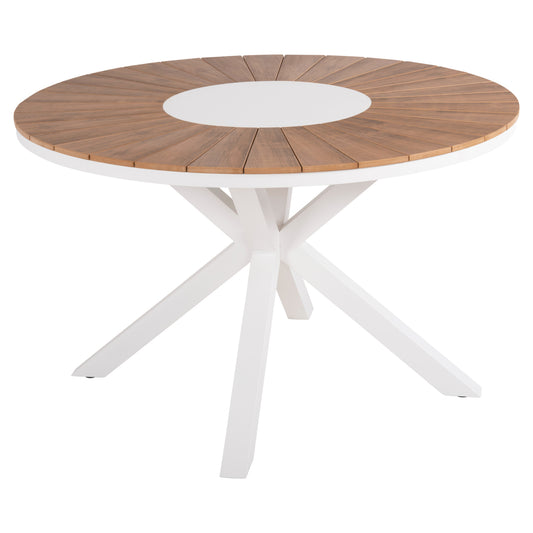OUTDOOR ROUND TABLE MORIL HM6041.02 ALUMINUM IN WHITE-POLYWOOD IN NATURAL WOOD Φ120cm. image 1