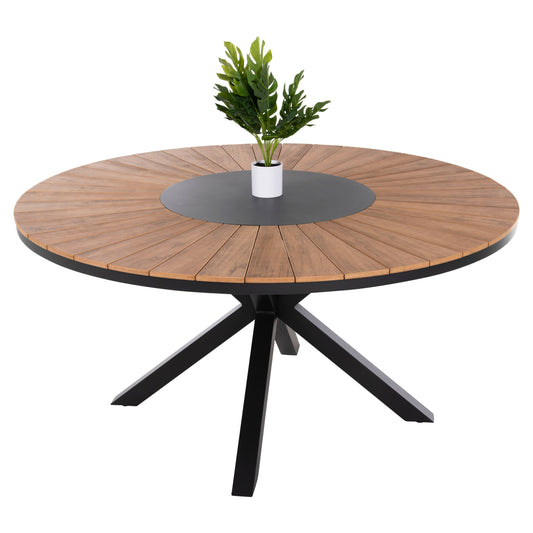 OUTDOOR ROUND TABLE MORIL HM6042.01 ALUMINUM IN ANTHRACITE-POLYWOOD IN NATURAL WOOD Φ150cm. image 1