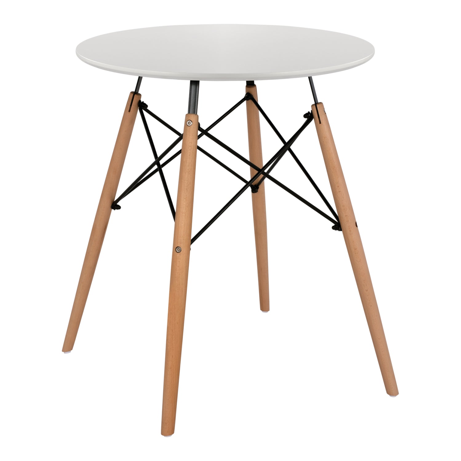 DINING TABLE ROUND MINMAL HM0060.01 MDF IN WHITE COLOR-BEECH WOOD LEGS IN NATURAL COLOR Φ60Χ72Hcm. image 1