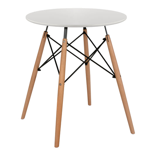 DINING TABLE ROUND MINMAL HM0060.01 MDF IN WHITE COLOR-BEECH WOOD LEGS IN NATURAL COLOR Φ60Χ72Hcm. image 1
