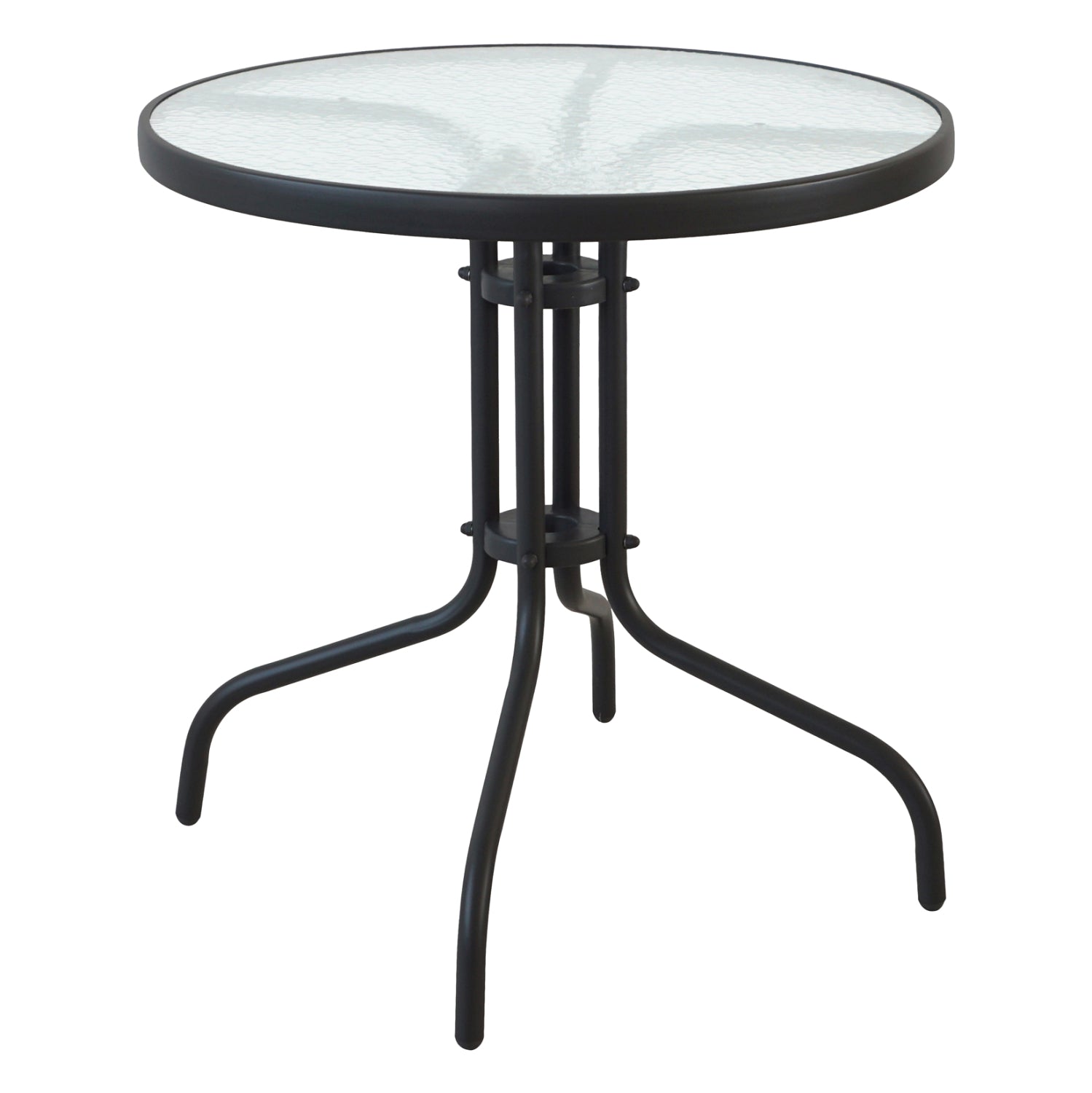 ROUND TABLE LIMA HM5146.03 METAL BLACK WITH TEMPERED GLASS TOP Φ70Χ70Hcm. image 1