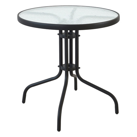 ROUND TABLE LIMA HM5146.03 METAL BLACK WITH TEMPERED GLASS TOP Φ70Χ70Hcm. image 1