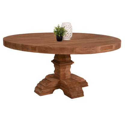 DINING TABLE ROUND PROVENCE HM9642 RECYCLED TEAK WOOD CARVED LEG-8cm.TABLETOP Φ180x76Hcm. image 1