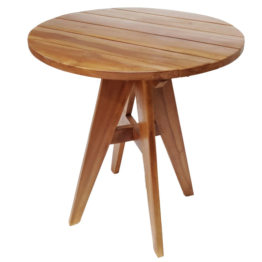 OUTDOOR ROUND TABLE LEO HM9917 SOLID TEAK WOOD IN NATURAL Φ70x75Hcm. image 1