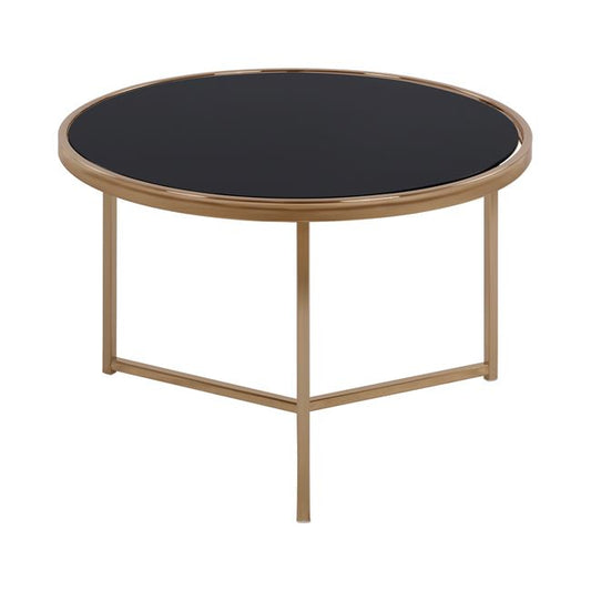 Round Table Francesco HM8607 with glass surface and metallic frame image 1