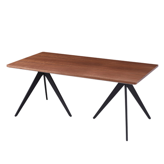 DINING TABLE GRIPPEN HM9451.02 WITH ASHTREE WOOD VENEER IN RUSTIC STYLE-BLACK METAL TRIPOD LEGS 180x90x75Hcm. image 1