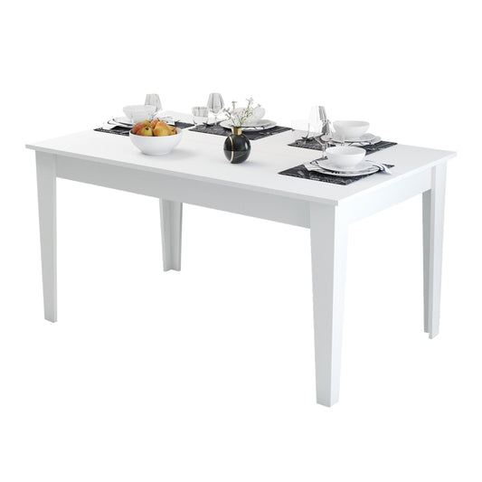 DINING TABLE STANDARD HM9507.06 MELAMINE WΗΙΤΕ WITH STORAGE SPACE 145x88x75Hcm. image 1