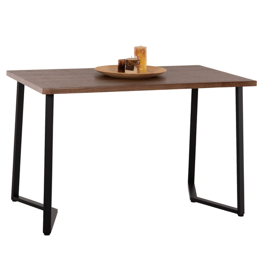 DINING TABLE JAY HM9531 WALNUT COLORED MDF-BLACK METAL LEGS 120x70x76Hcm. image 1