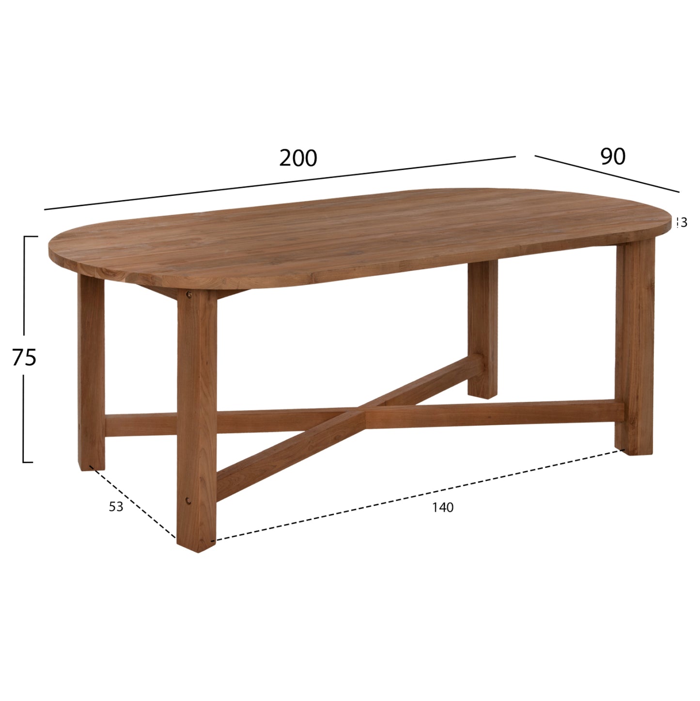 Трапезна Маса KUTAI от Регенерирано Тиково Дърво 200x90x75Ηcm