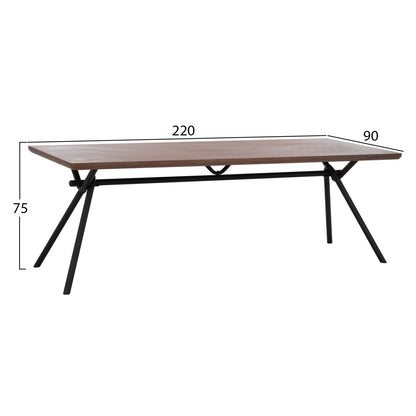 Трапезна маса Манди с MDF плот и метални крака 220x90x75H