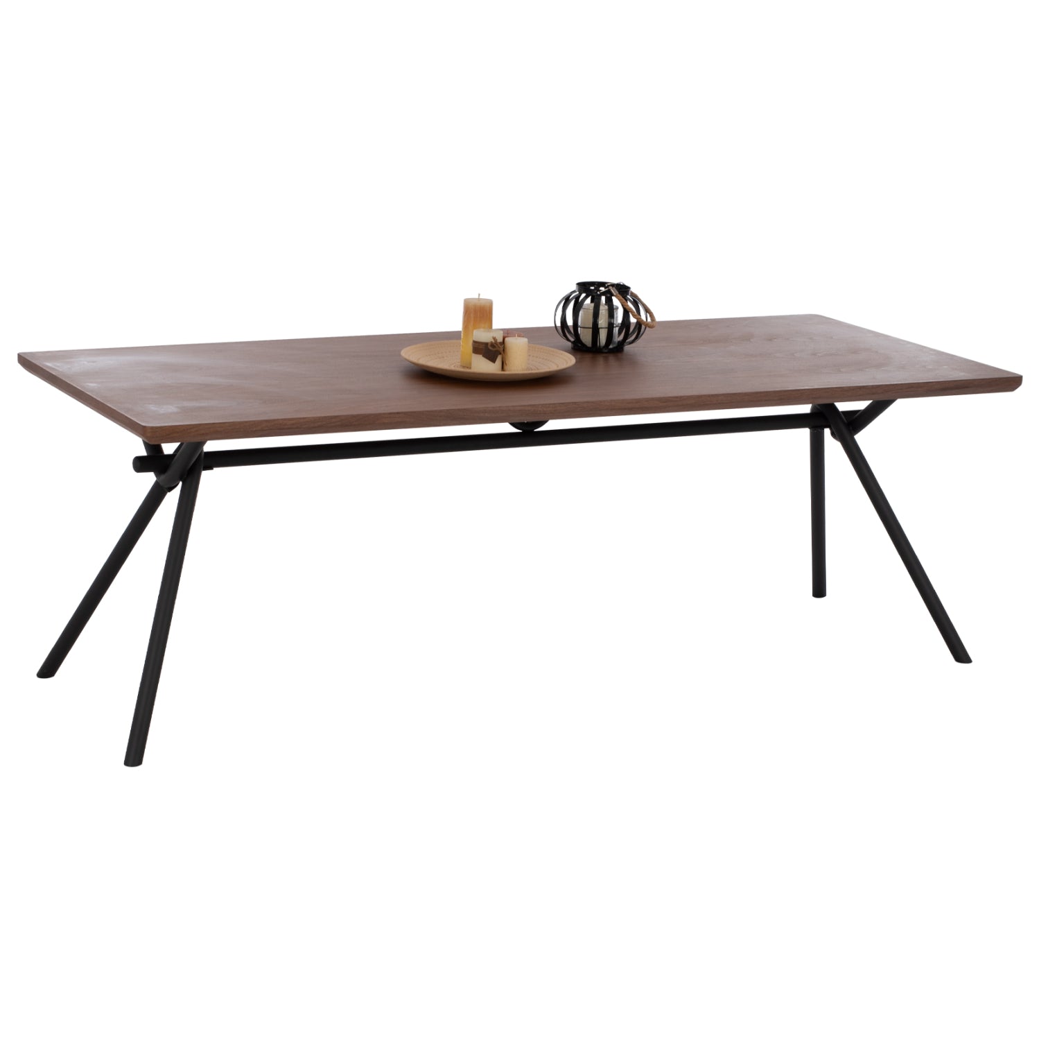 DINING TABLE MANDY HM9303.02 MDF TOP WITH WALNUT WOOD VENEER METAL LEGS 220x90x75H image 1