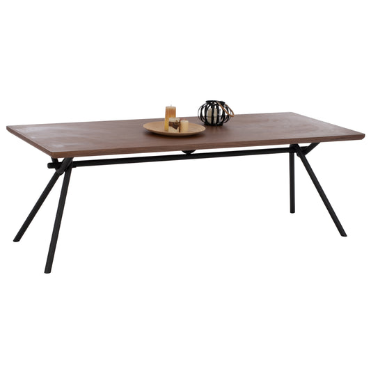 DINING TABLE MANDY HM9303.02 MDF TOP WITH WALNUT WOOD VENEER METAL LEGS 220x90x75H image 1