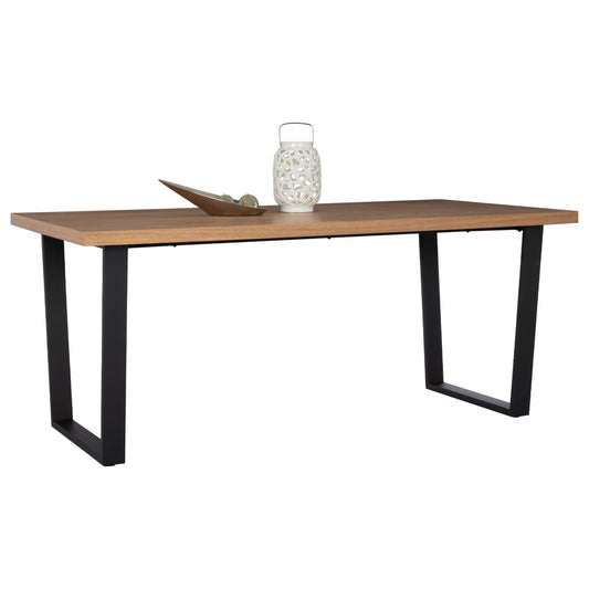 DINING TABLE ASTORIA HM9012 MDF TOP WITH OAK WOOD VENEER METAL LEGS RUSTIC STYLE 180X90X75H image 1