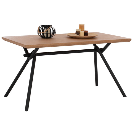 DINING TABLE MANDY HM9302.01 MDF TOP WITH OAK WOOD VENEER METAL LEGS 140x80x75H image 1