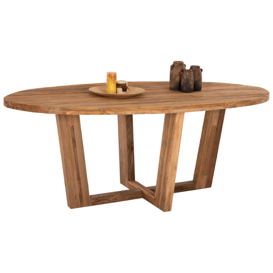 DINING TABLE IN OVAL SHAPE HM9558 RECYCLED TEAK WOOD 209x109x80Hcm. image 1