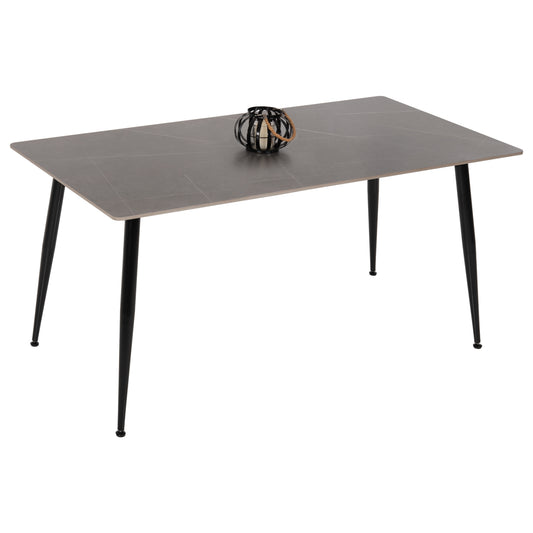 DINING TABLE TOM HM8588.01 SINTERED STONE TABLETOP IN GREY MARBLE LOOK-BLACK METAL LEGS 160x90x76Hcm. image 1