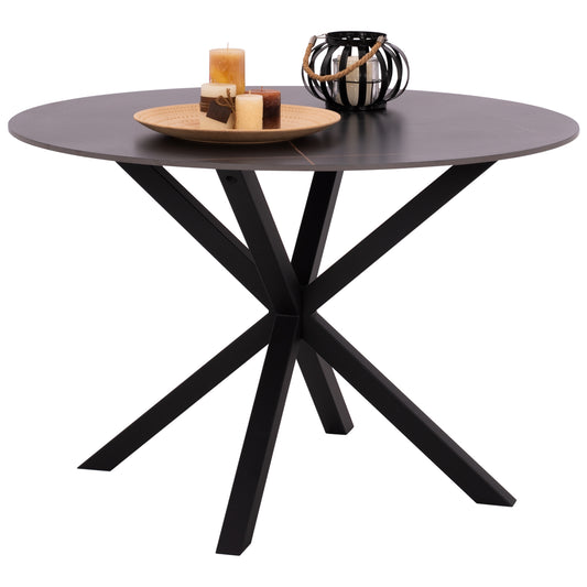 DINING TABLE ROUND SYNTEC HM9309.01 SINTERED STONE BLACK METAL LEGS Φ115x75H image 1