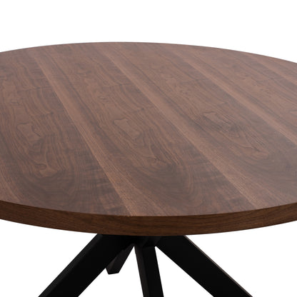 Кръгла Трапезарийна Масa Sari с MDF и Орехово Дърво Φ140x75Hcm