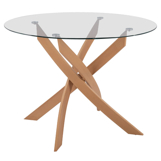 DINING TABLE ROUND JADA METAL LEGS TEMPERED GLASS Φ120X75Hcm.HM8733.02 image 1