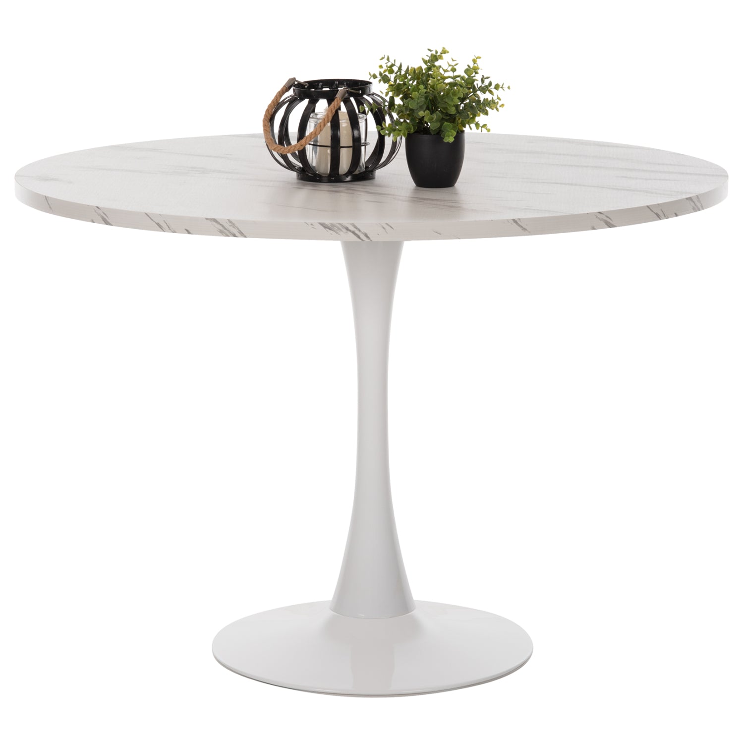 ROUND DINING TABLE ROLLO HM9422.01 MELAMINE IN WHITE MARBLE METAL LEG Φ120x74Hcm. image 1