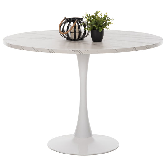 ROUND DINING TABLE ROLLO HM9422.01 MELAMINE IN WHITE MARBLE METAL LEG Φ120x74Hcm. image 1