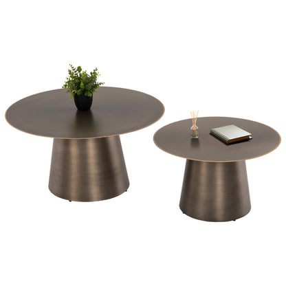 COFFEE TABLES 2PCS NICKELY HM9667 METAL IN NICKEL ANTIQUE Φ80x41H & Φ60x36H cm. image 1