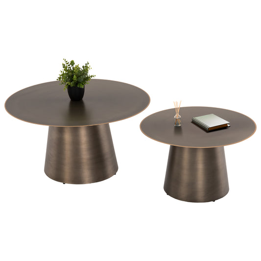 COFFEE TABLES 2PCS NICKELY HM9667 METAL IN NICKEL ANTIQUE Φ80x41H & Φ60x36H cm. image 1