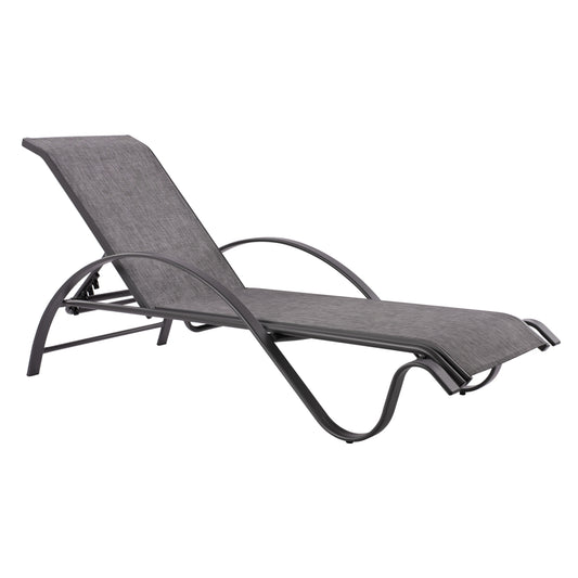 Sunbed Aluminum Grey with textline grey HM5133.01 194x54-66x30 cm. image 1