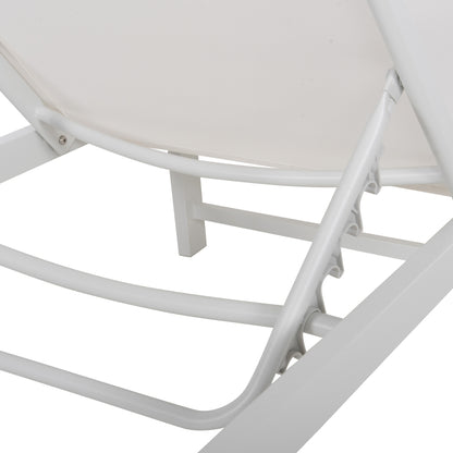 ALUMINUM SUNBED THATCHER HM5983.01 WHITE FRAME & TEXTILENE 196,5x64,5x92Hcm.