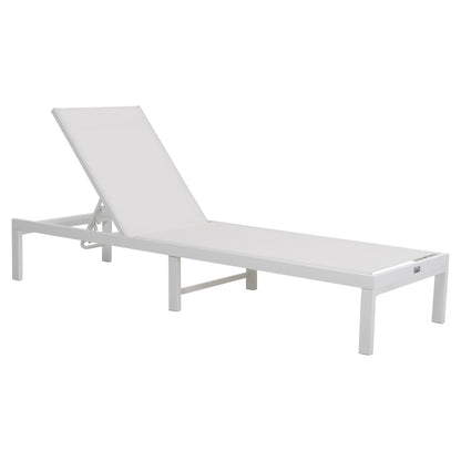 ALUMINUM SUNBED THATCHER HM5983.01 WHITE FRAME & TEXTILENE 196,5x64,5x92Hcm. image 1