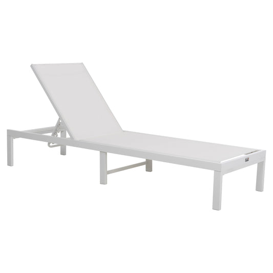 ALUMINUM SUNBED THATCHER HM5983.01 WHITE FRAME & TEXTILENE 196,5x64,5x92Hcm. image 1