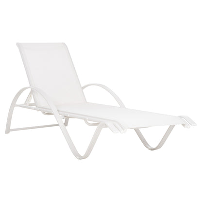 Sunbed WAKANA Aluminum White with textline white HM5133.02 194x54-66x30 cm. image 1