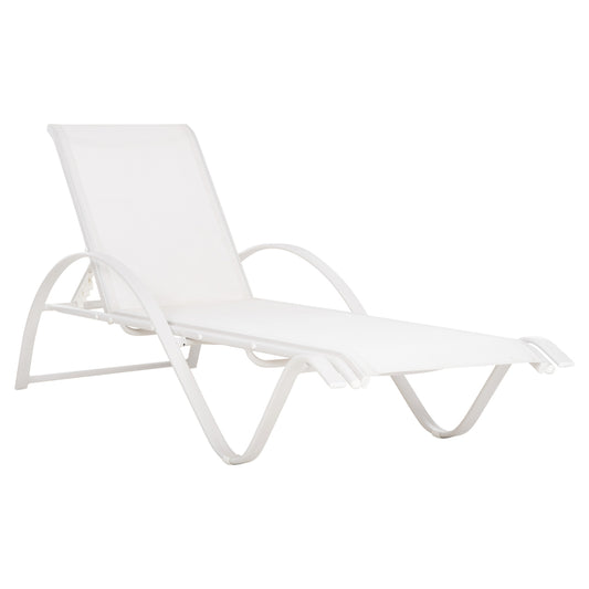 Sunbed WAKANA Aluminum White with textline white HM5133.02 194x54-66x30 cm. image 1