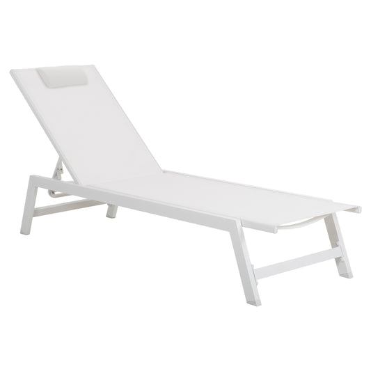 ALUMINUM SUNBED WITH HEADREST RABIA HM5982.01 IN WHITE 191,5x60x89,5Hcm. image 1